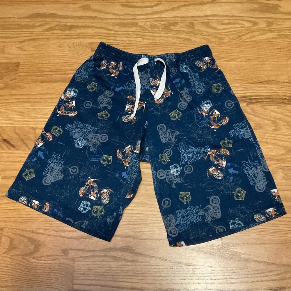 Boy’s Cherokee Sleepwear Blue Graphic Short with Motorcycles & Elastic Waistband